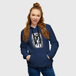 Толстовка-худи хлопковая женская Cyber Lenin - armor on suction cups, цвет: тёмно-синий — фото 2