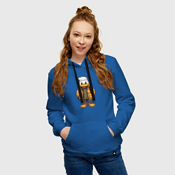 Толстовка-худи хлопковая женская Утёнок в тёплой куртке, цвет: синий — фото 2