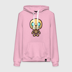 Толстовка-худи хлопковая женская Маленький скелет, цвет: светло-розовый