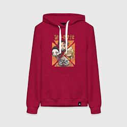 Толстовка-худи хлопковая женская Тандзиро Незуко Инозука и Зеницу Клинок рассекающи, цвет: маджента