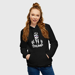 Толстовка-худи хлопковая женская Трамп наш, цвет: черный — фото 2