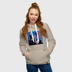 Толстовка-худи хлопковая женская Покушение на Дональда Трампа, цвет: миндальный — фото 2