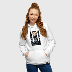 Толстовка-худи хлопковая женская Cyber Trump - ai art fantasy, цвет: белый — фото 2