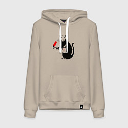 Толстовка-худи хлопковая женская Banksy rat, цвет: миндальный