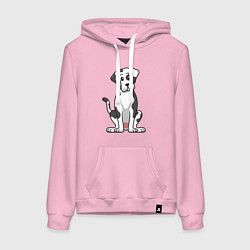 Толстовка-худи хлопковая женская Милый дог, цвет: светло-розовый
