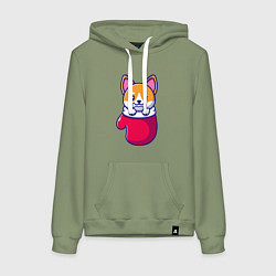 Женская толстовка-худи Собачка в варежке