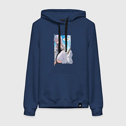 Толстовка-худи хлопковая женская Трусишка - Аля иногда кокетничает со мной по-русск, цвет: тёмно-синий