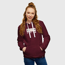 Толстовка-худи хлопковая женская Глаза - Аля иногда кокетничает со мной по-русски, цвет: меланж-бордовый — фото 2