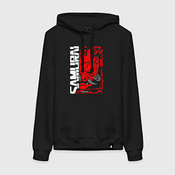 Толстовка-худи хлопковая женская Cyberpunk samurai, цвет: черный
