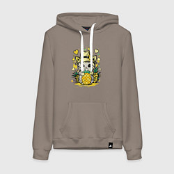 Женская толстовка-худи Котик с ананасами