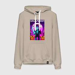 Толстовка-худи хлопковая женская Скелет в шляпе с мечом - Майнкрафт, цвет: миндальный