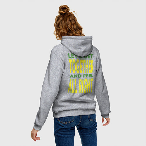 Женская толстовка-худи Сердце в цветах флага Ямайки - one love Боб Марли / Меланж – фото 4