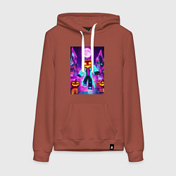 Женская толстовка-худи Neon halloween and Minecraft - collaboration