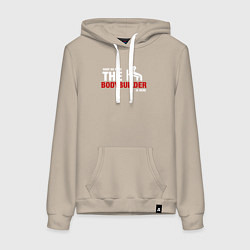 Толстовка-худи хлопковая женская Бодибилдер здесь, цвет: миндальный