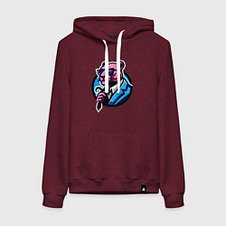 Толстовка-худи хлопковая женская Брутально розовая пантера, цвет: меланж-бордовый