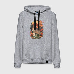 Женская толстовка-худи Волк в лесу в японском стиле
