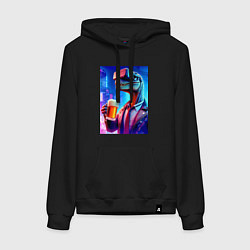 Женская толстовка-худи Пивозавр в виртуальных очках - нейроарт