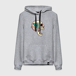 Толстовка-худи хлопковая женская Открой путешествие, цвет: меланж