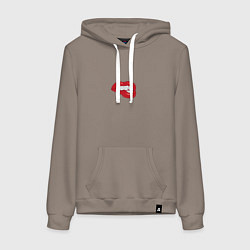 Толстовка-худи хлопковая женская Кусает губки, цвет: утренний латте