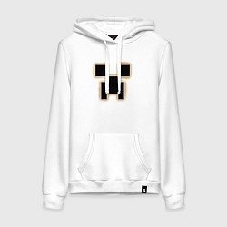 Толстовка-худи хлопковая женская Логотип игры Майнкрафт, цвет: белый
