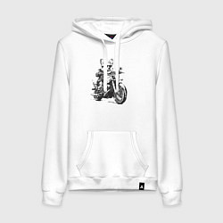 Женская толстовка-худи Корги байкер на мотоцикле чоппере