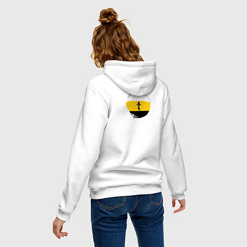 Женская толстовка-худи Сокрушу пред ним врагов его крест черный на узорно / Белый – фото 4