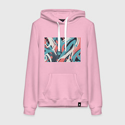 Толстовка-худи хлопковая женская Граффити в пастельных тонах абстракция, цвет: светло-розовый