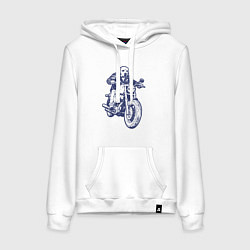 Женская толстовка-худи Лабрадор байкер на мотоцикле чоппере