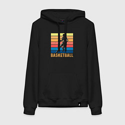 Толстовка-худи хлопковая женская Basketball lettering, цвет: черный