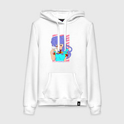 Толстовка-худи хлопковая женская Ранма - shampoo anime girl, цвет: белый