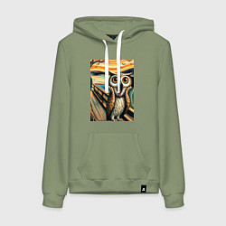 Женская толстовка-худи Сова кричит на картине Эдварда Мунка - нейроарт