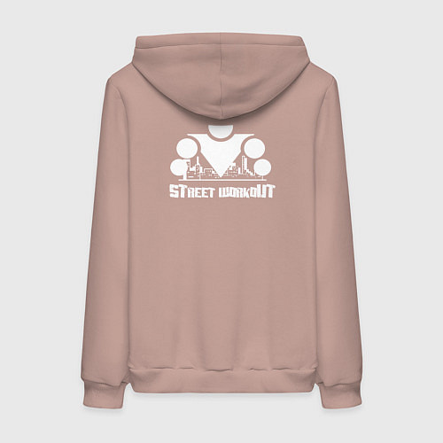 Женская толстовка-худи Street Workout OldSchool White Hoodie / Пыльно-розовый – фото 2