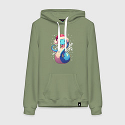 Женская толстовка-худи Синяя змея с снежинками