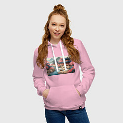 Толстовка-худи хлопковая женская Корея эпоха чосон, цвет: светло-розовый — фото 2