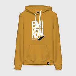 Толстовка-худи хлопковая женская Eminem - microphone, цвет: горчичный