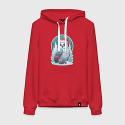 Женская толстовка-худи Полярная сова на фоне зимнего леса