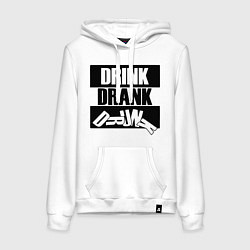 Толстовка-худи хлопковая женская Пить выпить пьяный, цвет: белый