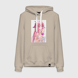 Толстовка-худи хлопковая женская Genshin Impact Яэ Мико, цвет: миндальный