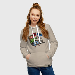 Толстовка-худи хлопковая женская Всё работает, цвет: миндальный — фото 2