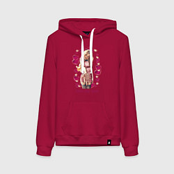 Толстовка-худи хлопковая женская Подари мне любовь, цвет: маджента