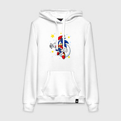 Толстовка-худи хлопковая женская Соник - Санта Клаус, цвет: белый