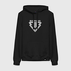 Толстовка-худи хлопковая женская Big bang logo, цвет: черный