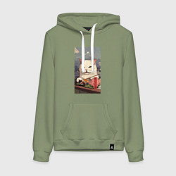 Женская толстовка-худи Cat meme - japan style