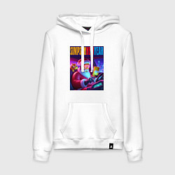 Толстовка-худи хлопковая женская Homer Simpson in the car with his son, цвет: белый