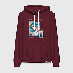 Толстовка-худи хлопковая женская Felix stray kids rockstar, цвет: меланж-бордовый