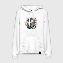 Женская толстовка-худи Japanese dragon and sakura - irezumi