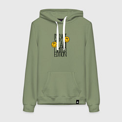 Толстовка-худи хлопковая женская Я не странный, цвет: авокадо