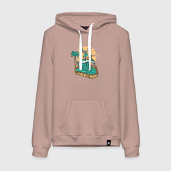 Толстовка-худи хлопковая женская Rest in chill, цвет: пыльно-розовый