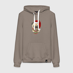 Женская толстовка-худи Мопс Новый год