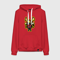 Толстовка-худи хлопковая женская Samurai face, цвет: красный